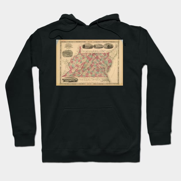 Vintage Map Delaware, Maryland, West Virginia, Virginia Hoodie by implexity